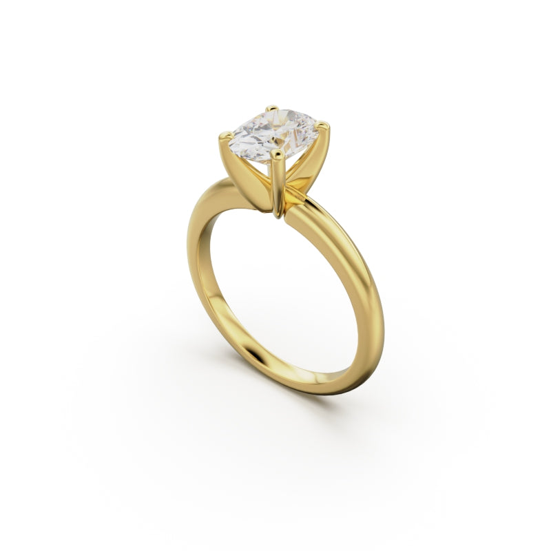 18k Yellow Gold Classic Four-Prong Solitaire Engagement Ring - Circle of Diamond
