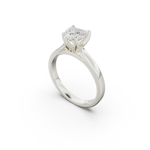 18K White Gold Petite Cathedral Solitaire Engagement Ring