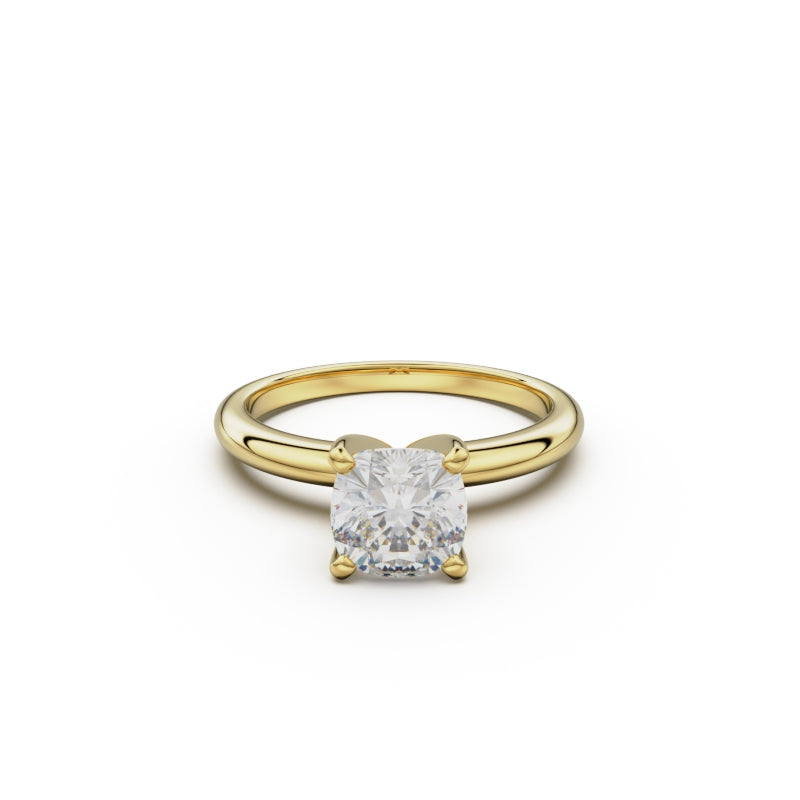 18k Yellow Gold Classic Four-Prong Solitaire Engagement Ring - Circle of Diamond