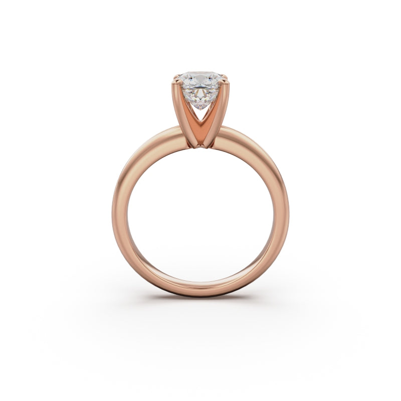 18k Rose Gold Classic Four-Prong Solitaire Engagement Ring - Circle of Diamond