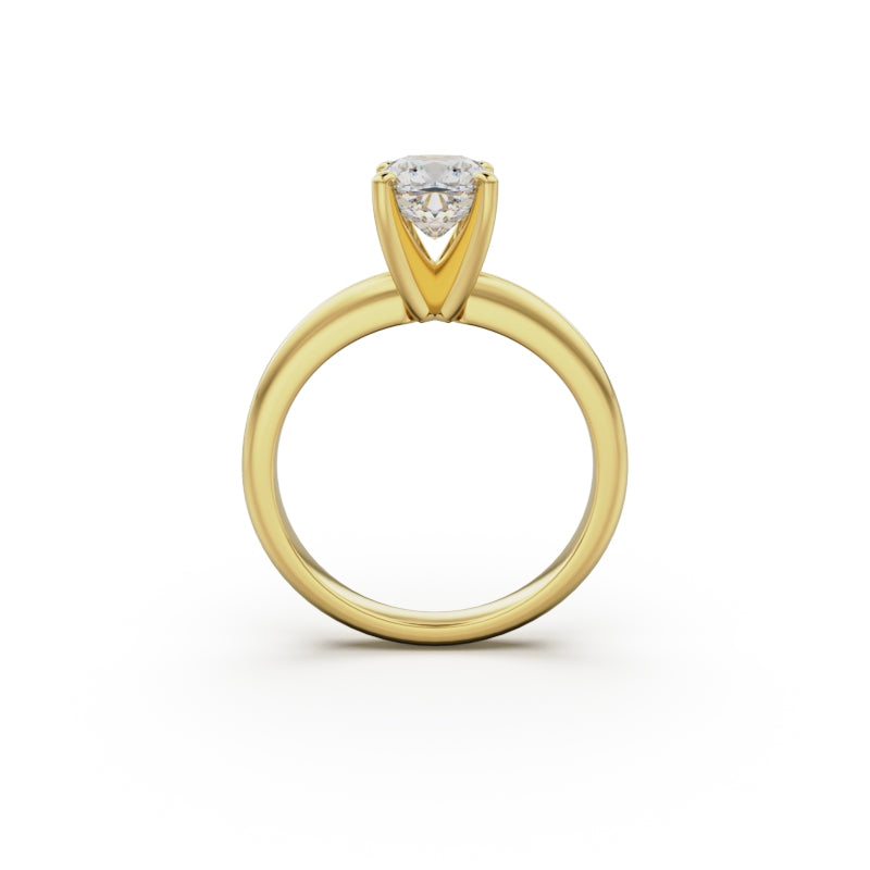 18k Yellow Gold Classic Four-Prong Solitaire Engagement Ring - Circle of Diamond