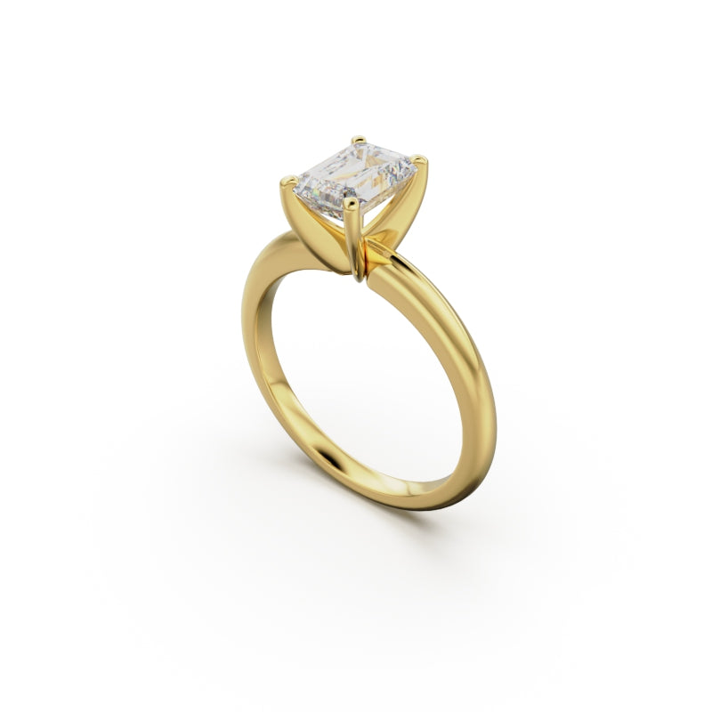 18k Yellow Gold Classic Four-Prong Solitaire Engagement Ring - Circle of Diamond