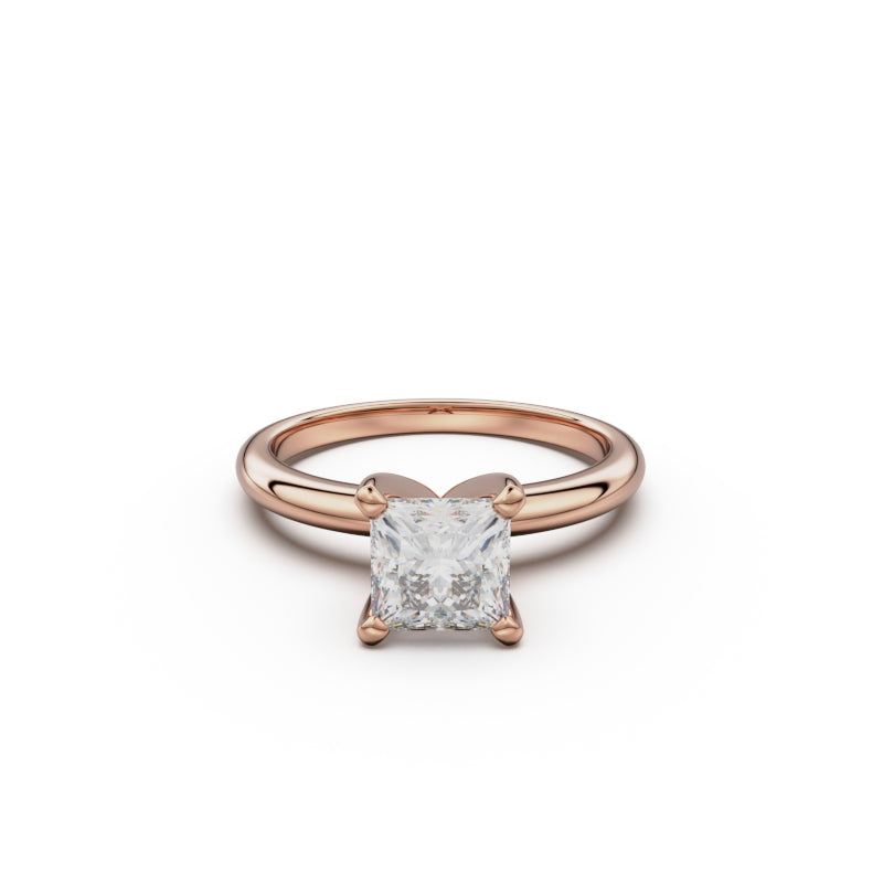 18k Rose Gold Classic Four-Prong Solitaire Engagement Ring - Circle of Diamond