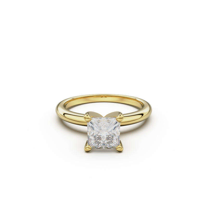 18k Yellow Gold Classic Four-Prong Solitaire Engagement Ring - Circle of Diamond