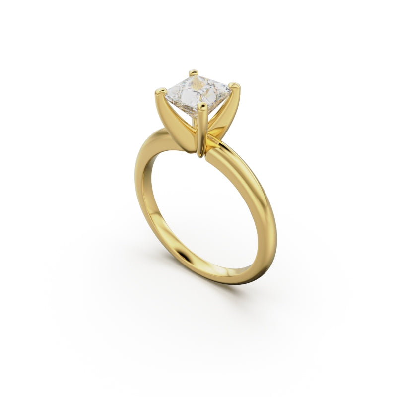 18k Yellow Gold Classic Four-Prong Solitaire Engagement Ring - Circle of Diamond