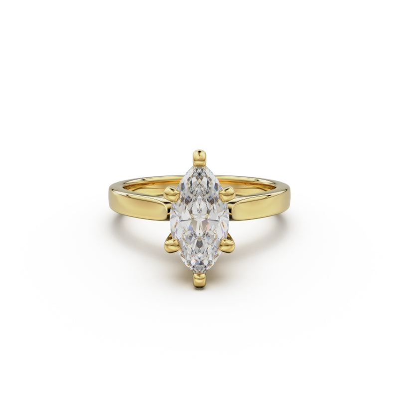18K Yellow Gold Petite Cathedral Solitaire Engagement Ring - Circle of Diamond