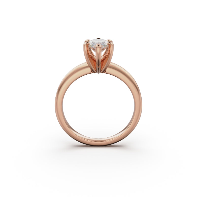 18k Rose Gold Classic Four-Prong Solitaire Engagement Ring - Circle of Diamond