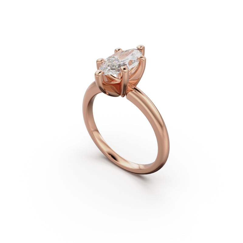 18k Rose Gold Classic Four-Prong Solitaire Engagement Ring - Circle of Diamond