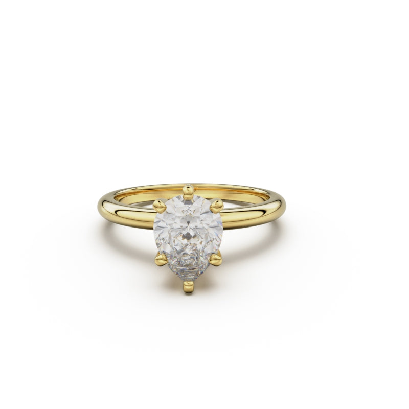 18k Yellow Gold Classic Four-Prong Solitaire Engagement Ring - Circle of Diamond