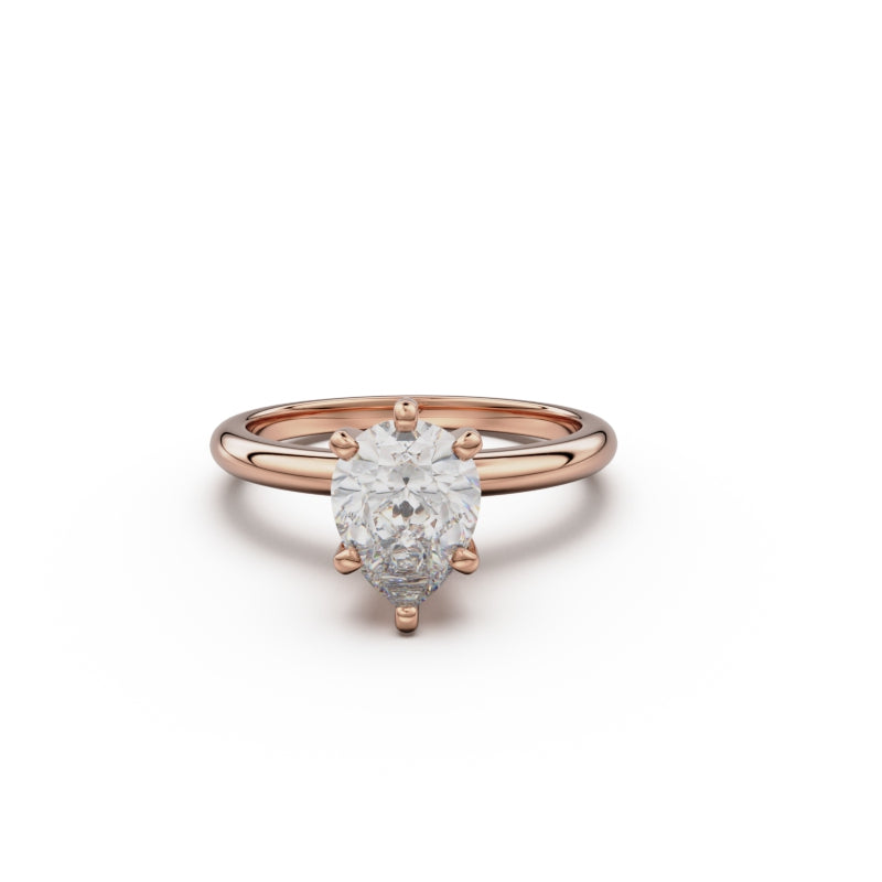18k Rose Gold Classic Four-Prong Solitaire Engagement Ring - Circle of Diamond