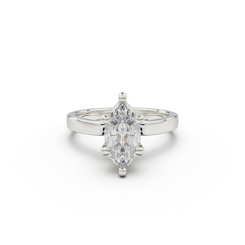 18K White Gold Petite Cathedral Solitaire Engagement Ring - Circle of Diamond