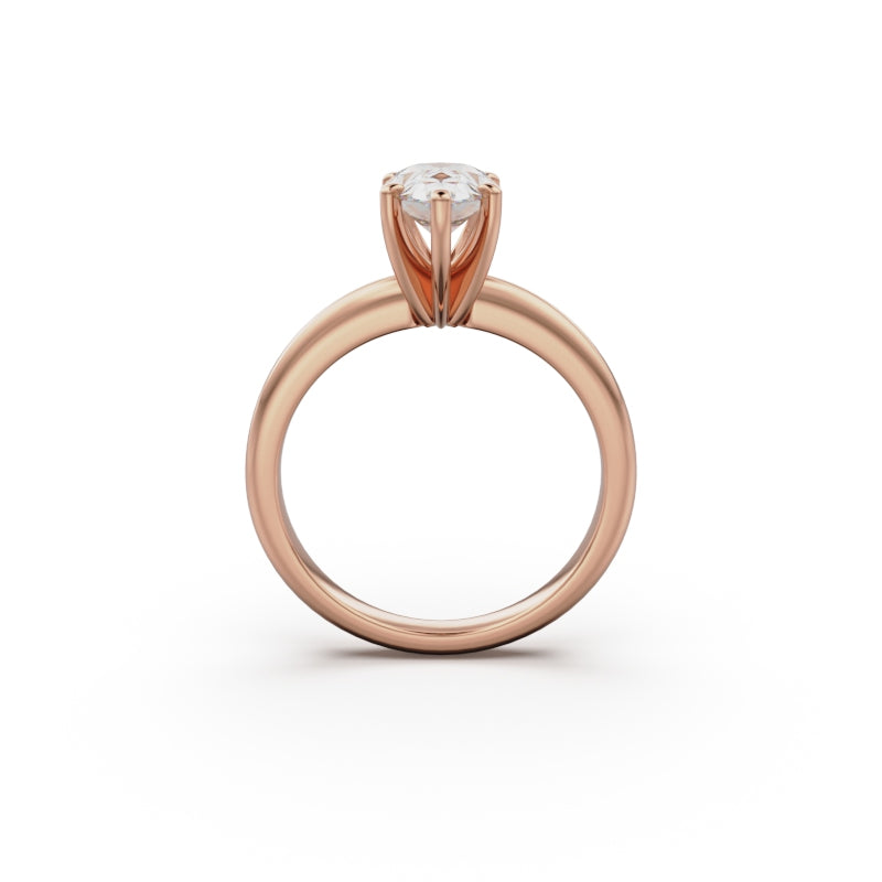 18k Rose Gold Classic Four-Prong Solitaire Engagement Ring - Circle of Diamond
