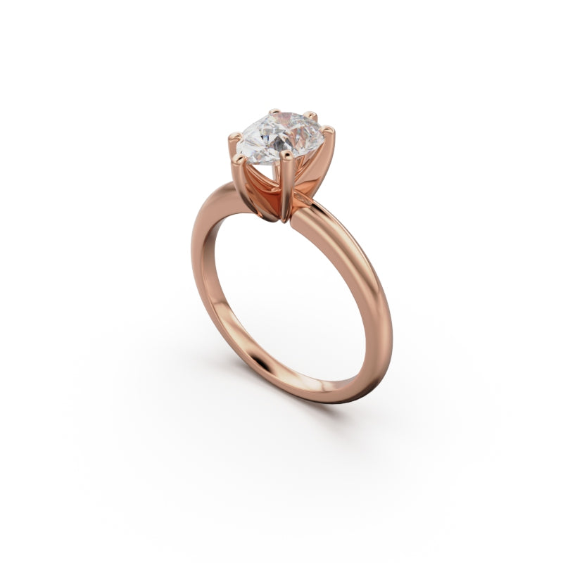18k Rose Gold Classic Four-Prong Solitaire Engagement Ring - Circle of Diamond