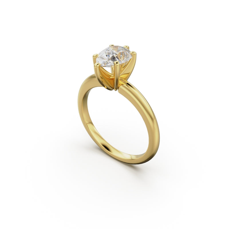 18k Yellow Gold Classic Four-Prong Solitaire Engagement Ring - Circle of Diamond