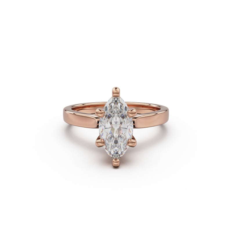 18K Rose Gold Petite Cathedral Solitaire Engagement Ring - Circle of Diamond