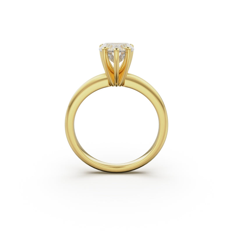 18k Yellow Gold Classic Four-Prong Solitaire Engagement Ring - Circle of Diamond