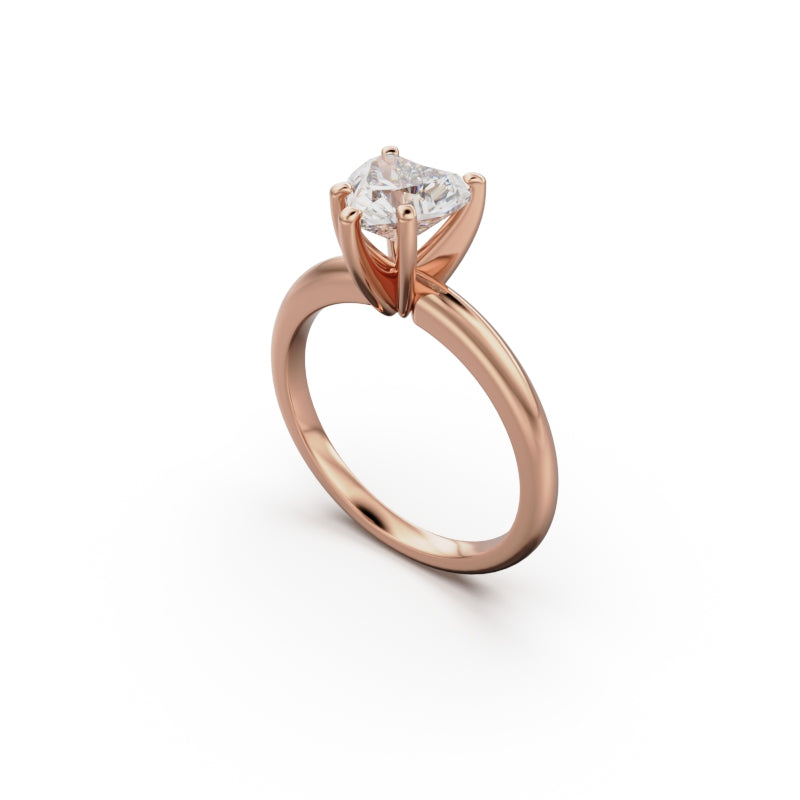18k Rose Gold Classic Four-Prong Solitaire Engagement Ring - Circle of Diamond