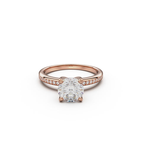 18K Rose Gold Classic Pavé Diamond Engagement Ring