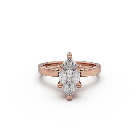 18K Rose Gold Petite Cathedral Solitaire Engagement Ring