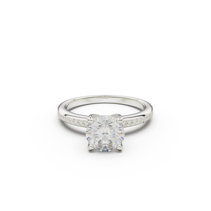 18K White Gold Classic Pavé Diamond Engagement Ring - Circle of Diamond