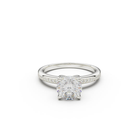 18K White Gold Classic Pavé Diamond Engagement Ring