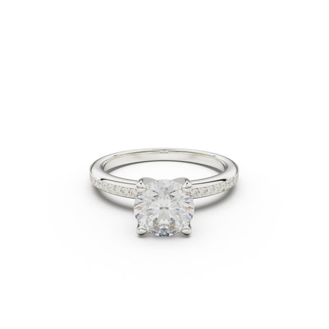 18K White Gold Classic Pavé Diamond Engagement Ring