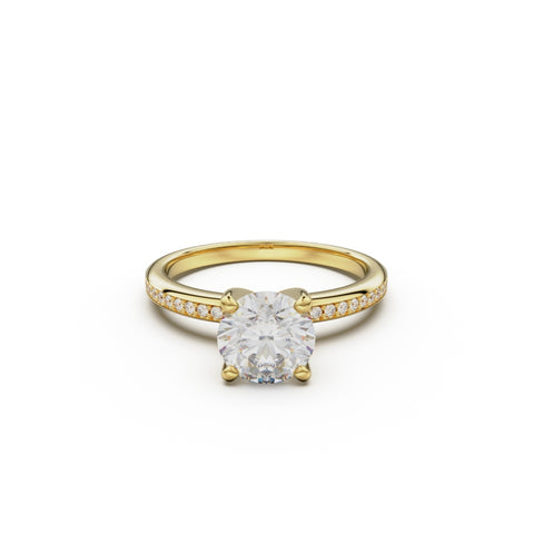 18K Yellow Gold Classic Pavé Diamond Engagement Ring