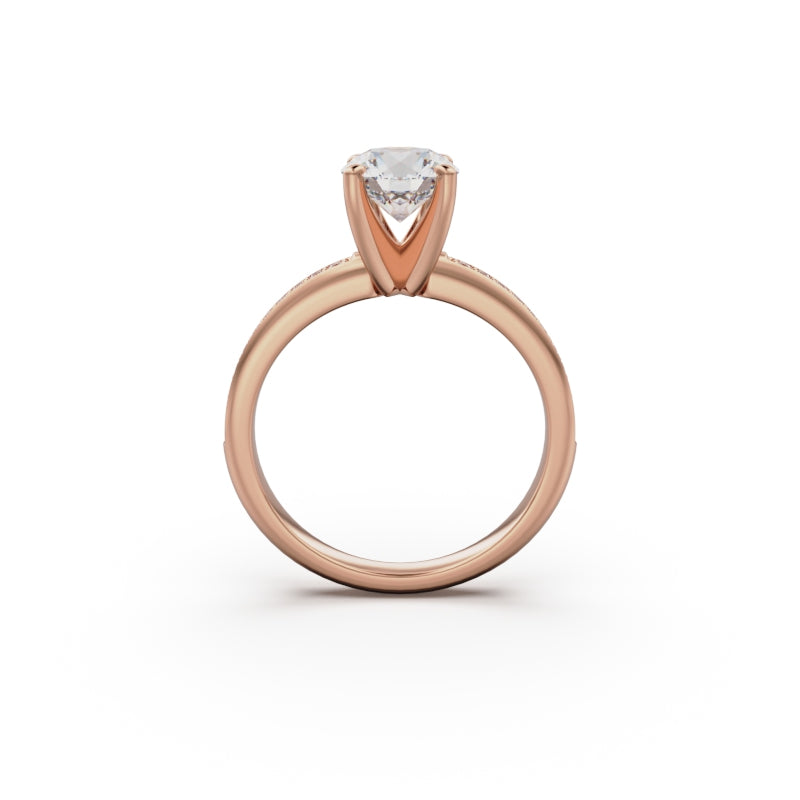 18K Rose Gold Classic Pavé Diamond Engagement Ring - Circle of Diamond