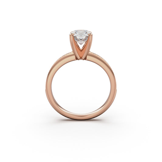 18K Rose Gold Classic Pavé Diamond Engagement Ring