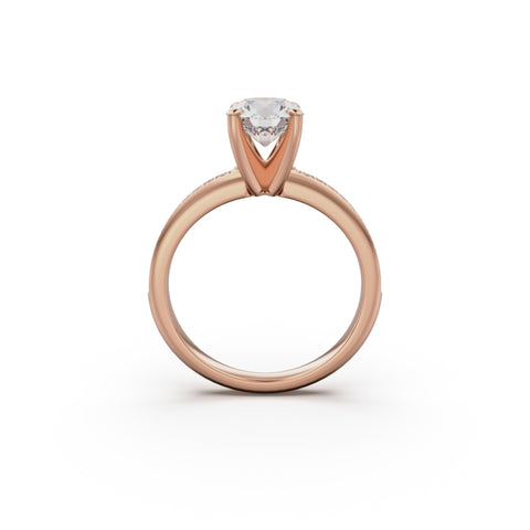 18K Rose Gold Classic Pavé Diamond Engagement Ring