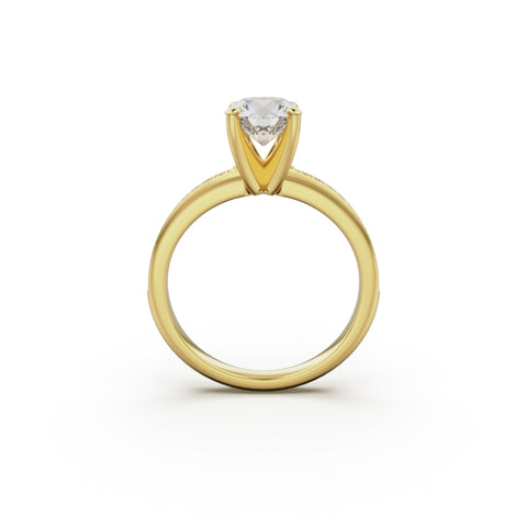 18K Yellow Gold Classic Pavé Diamond Engagement Ring