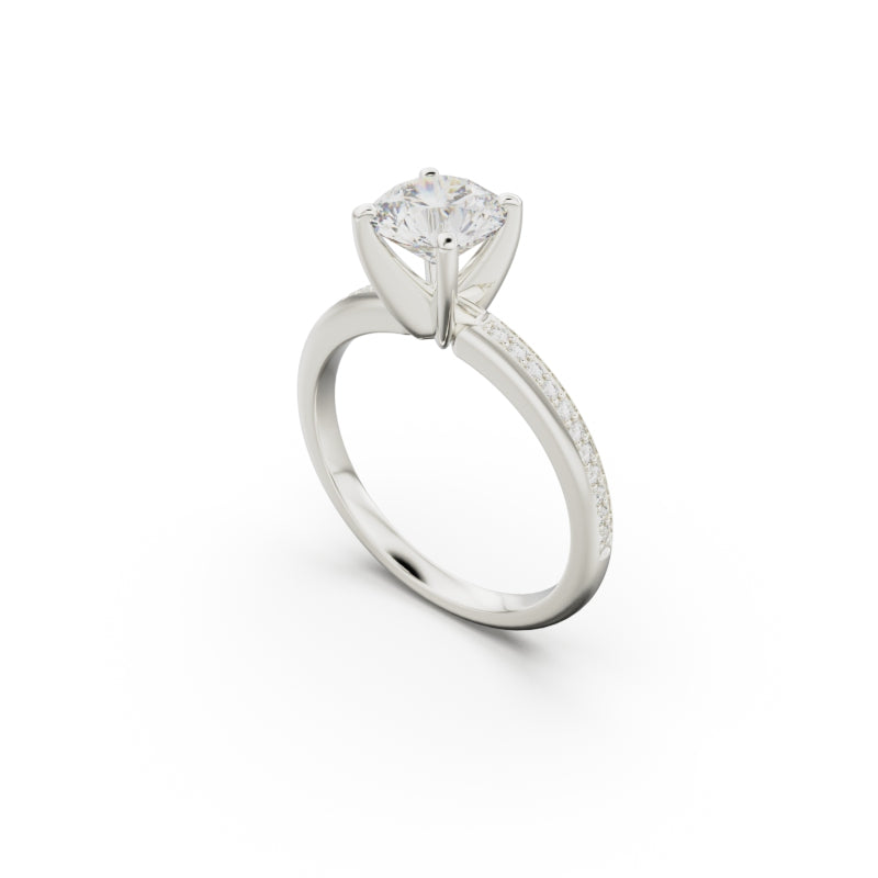 18K White Gold Classic Pavé Diamond Engagement Ring - Circle of Diamond