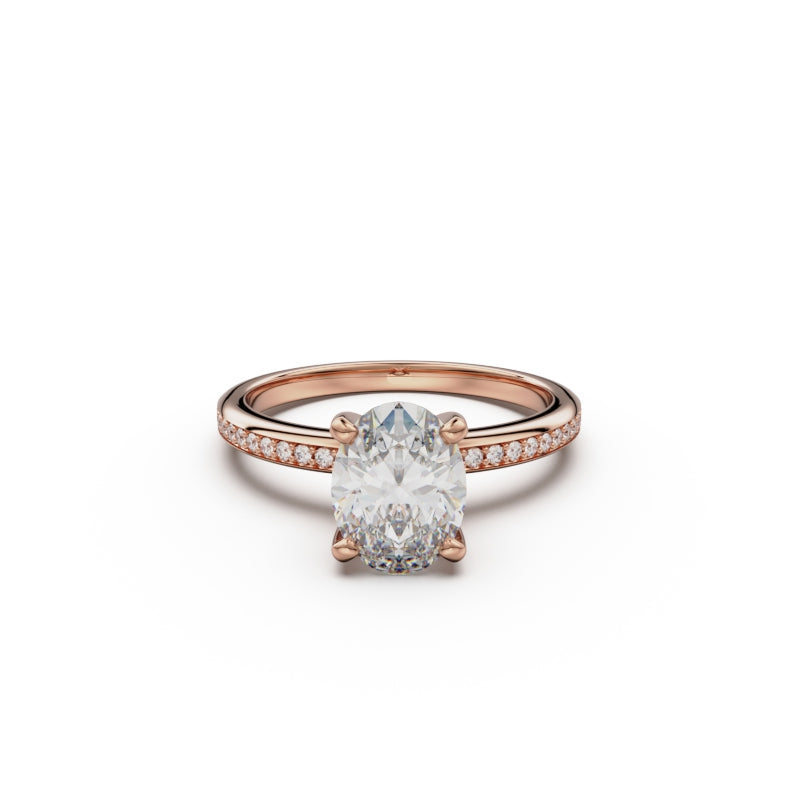 18K Rose Gold Classic Pavé Diamond Engagement Ring - Circle of Diamond