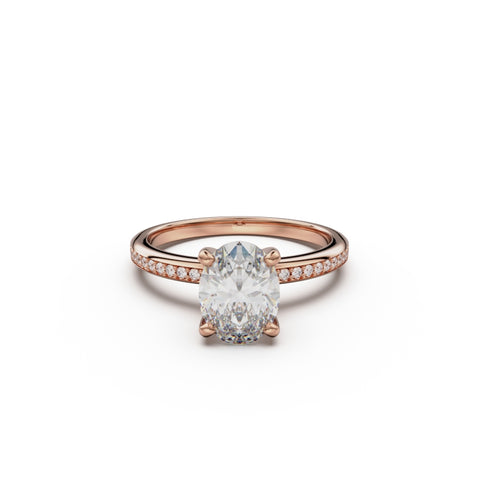 18K Rose Gold Classic Pavé Diamond Engagement Ring