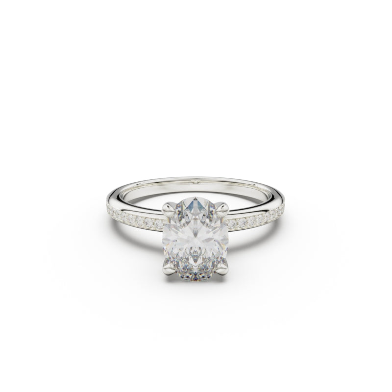 18K White Gold Classic Pavé Diamond Engagement Ring - Circle of Diamond
