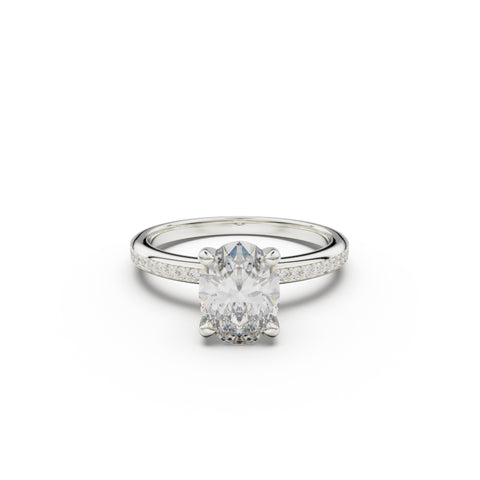 18K White Gold Classic Pavé Diamond Engagement Ring