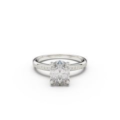 18K White Gold Classic Pavé Diamond Engagement Ring