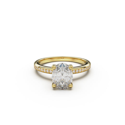 18K Yellow Gold Classic Pavé Diamond Engagement Ring