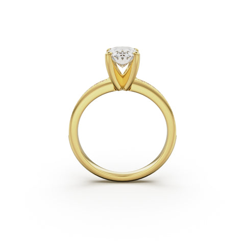 18K Yellow Gold Classic Pavé Diamond Engagement Ring