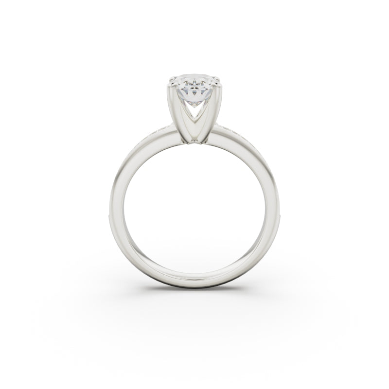 18K White Gold Classic Pavé Diamond Engagement Ring - Circle of Diamond