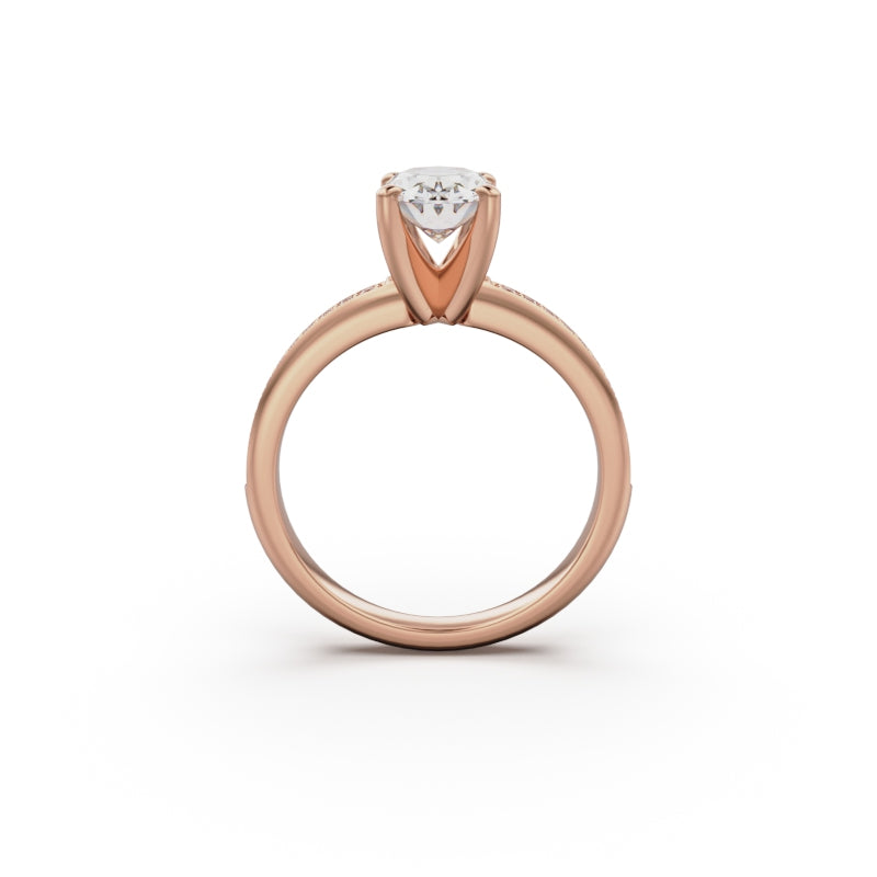 18K Rose Gold Classic Pavé Diamond Engagement Ring - Circle of Diamond
