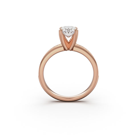 18K Rose Gold Classic Pavé Diamond Engagement Ring