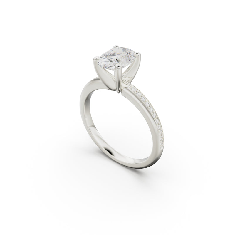 18K White Gold Classic Pavé Diamond Engagement Ring - Circle of Diamond