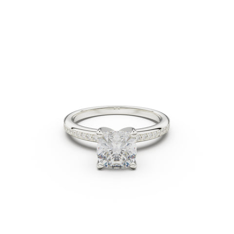 18K White Gold Classic Pavé Diamond Engagement Ring