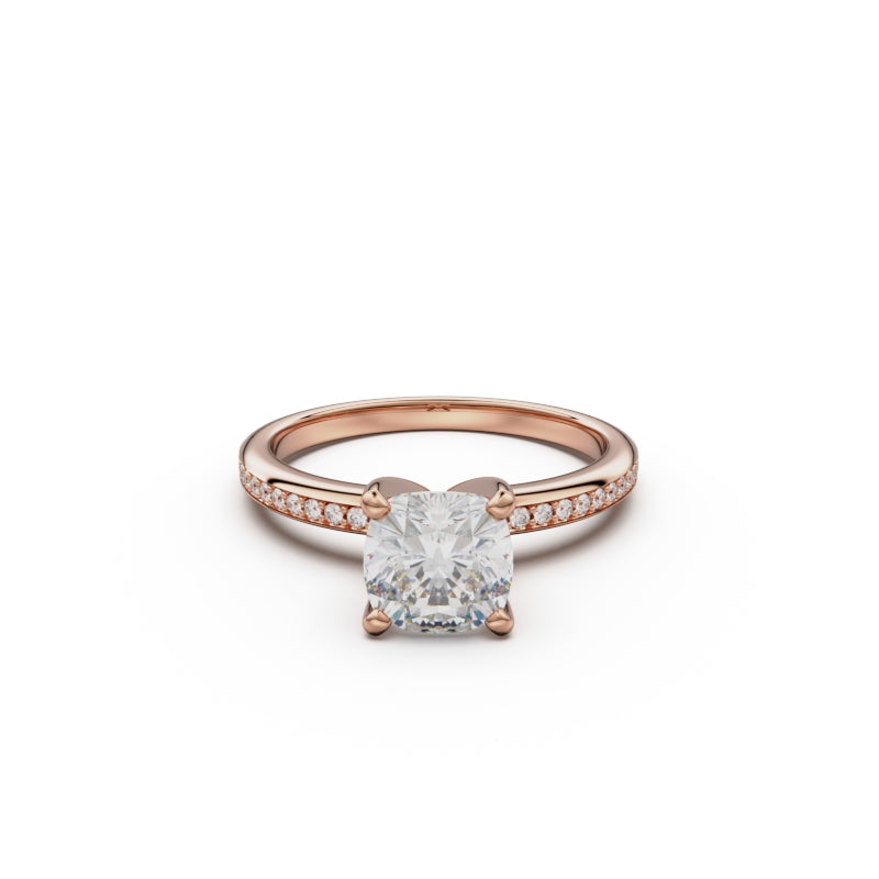 18K Rose Gold Classic Pavé Diamond Engagement Ring - Circle of Diamond