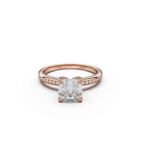 18K Rose Gold Classic Pavé Diamond Engagement Ring