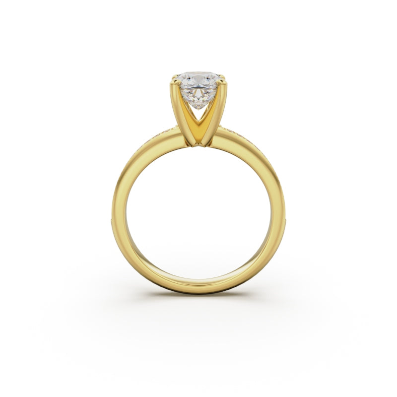 18K Yellow Gold Classic Pavé Diamond Engagement Ring - Circle of Diamond