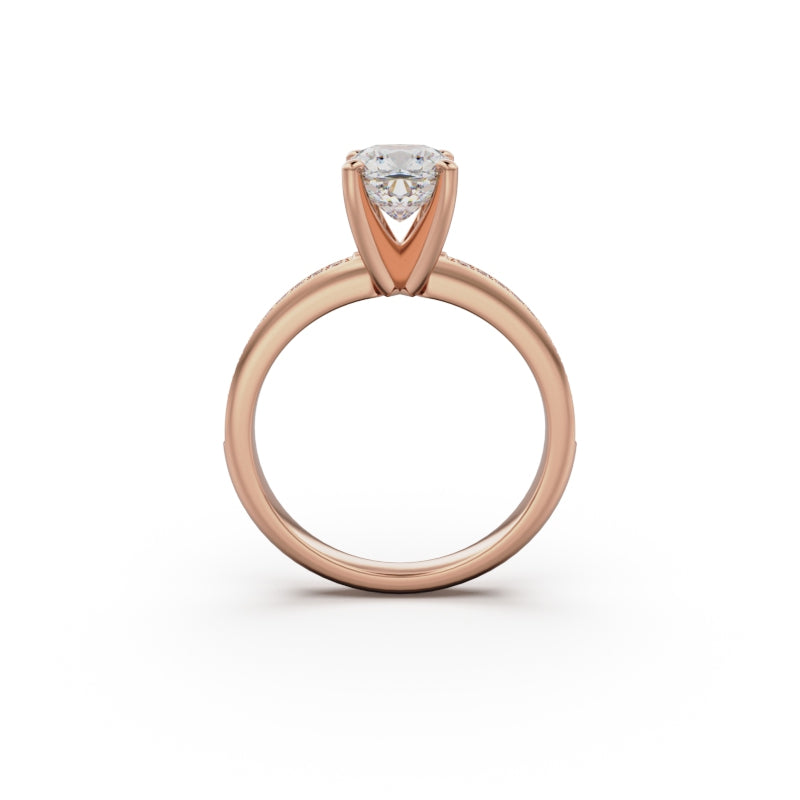 18K Rose Gold Classic Pavé Diamond Engagement Ring - Circle of Diamond