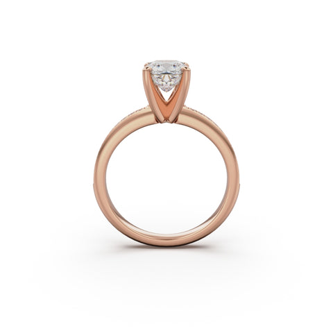 18K Rose Gold Classic Pavé Diamond Engagement Ring