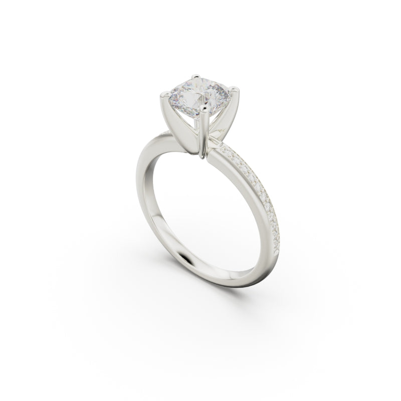 18K White Gold Classic Pavé Diamond Engagement Ring - Circle of Diamond